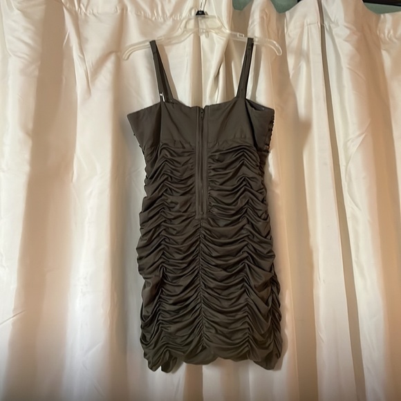 ARDEN B SizeMedium Army Green Ruched Spaghetti Strap Dress w/ heavily beaded top - Picture 5 of 5